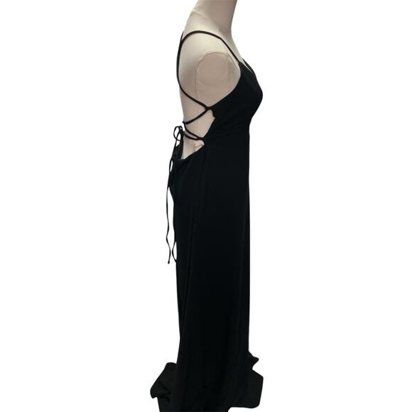 New Lulus‎ Be My Date Black Lace-Up Maxi Dress Womens Large Classic Formal - Picture 5 of 13